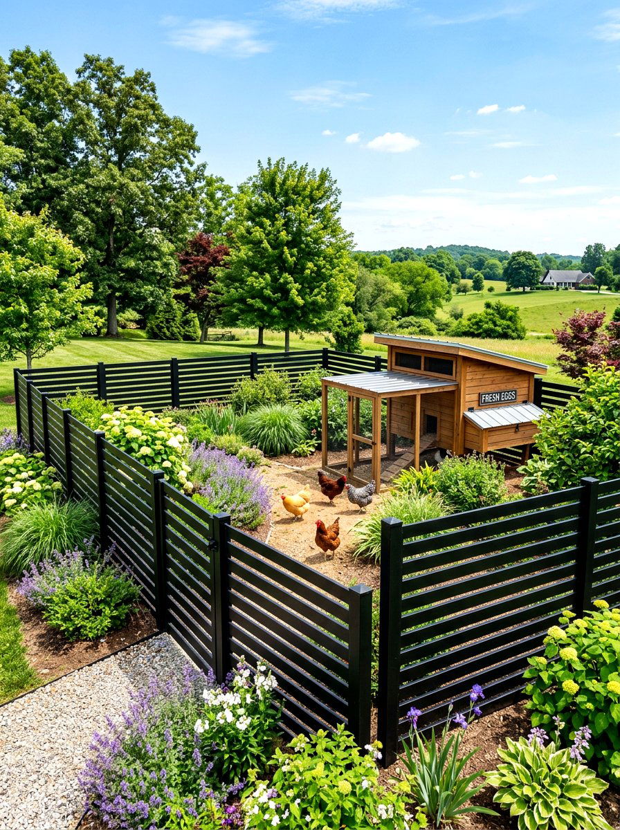 Decorative fencing for chicken garden - 30 backyard coop garden ideas