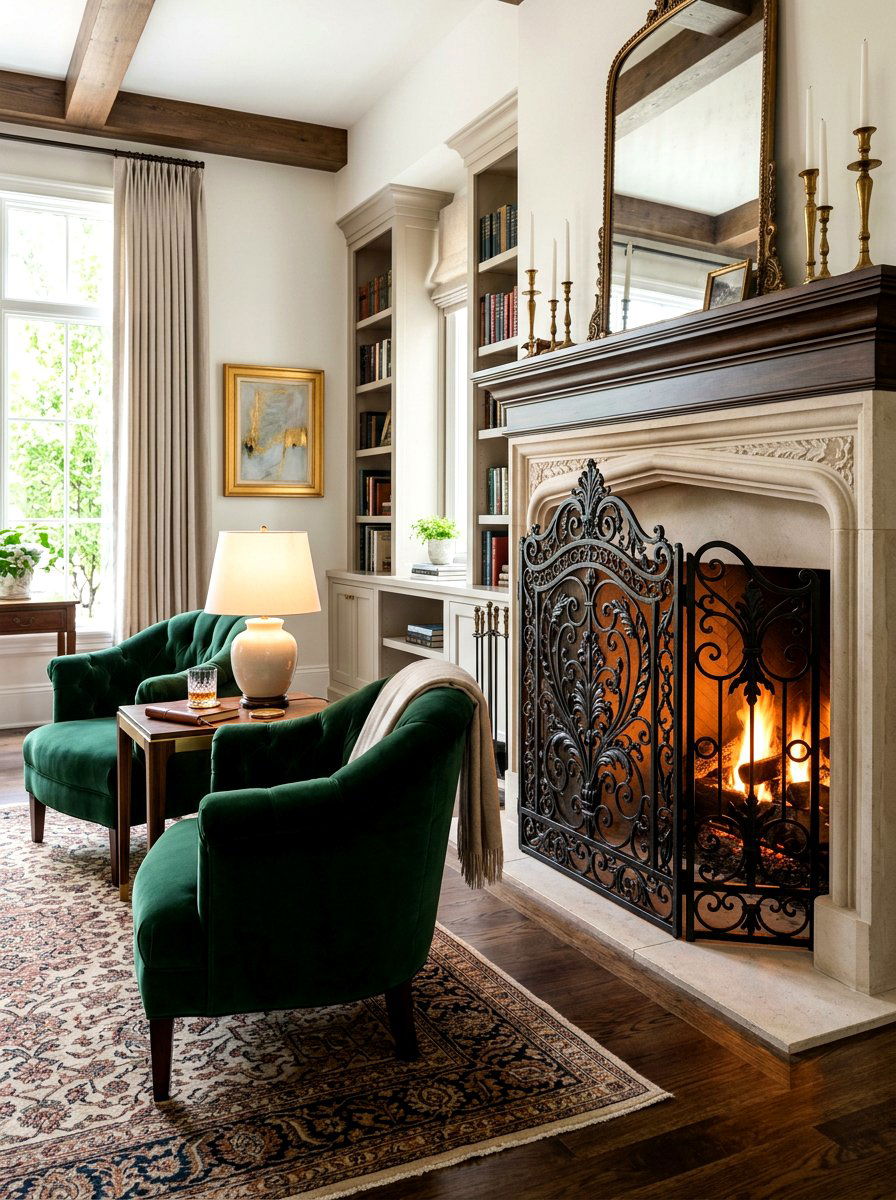 Decorative fireplace screen for lounge - 30 no paint decor ideas