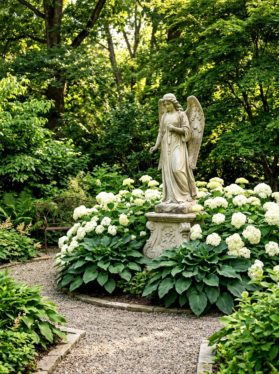 Decorative garden statue - 30 corner yard landscaping ideas