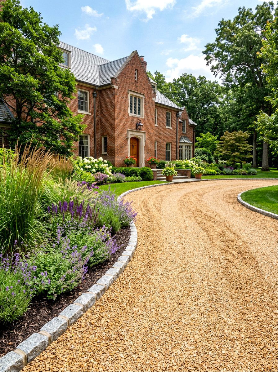 Decorative gravel driveway landscaping - 30 front yard makeover ideas
