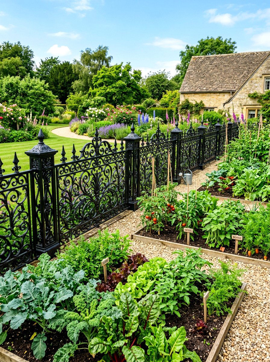 Decorative iron garden fence - 30 vegetable garden fence ideas