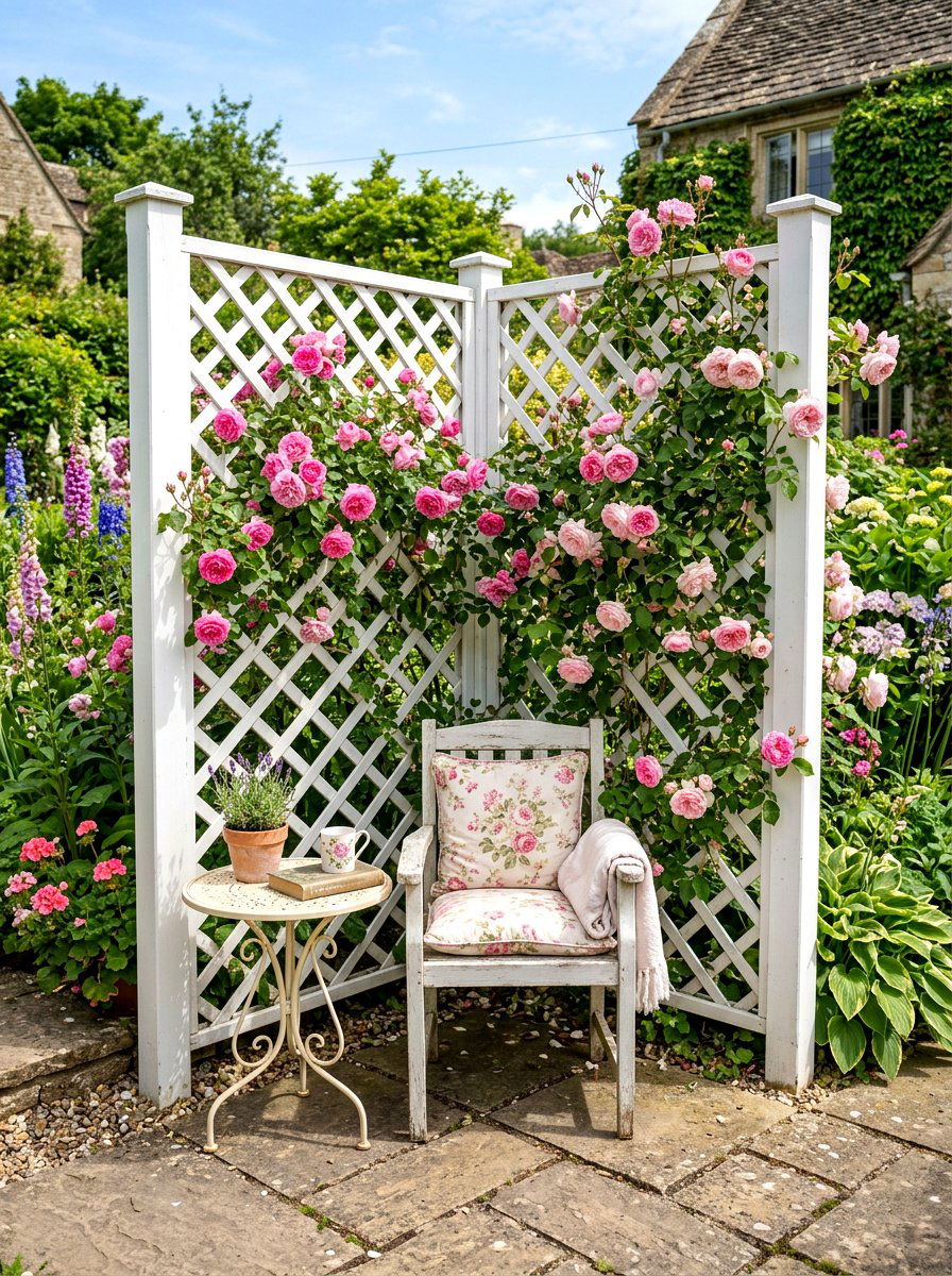 Decorative lattice fence - 30 backyard corner ideas