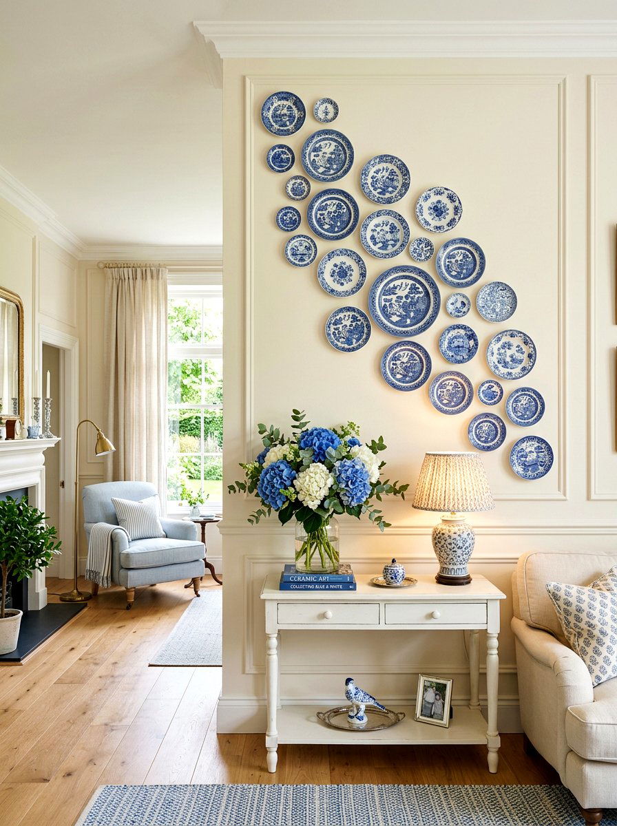 Decorative plate collection - 30 living room wall decor ideas