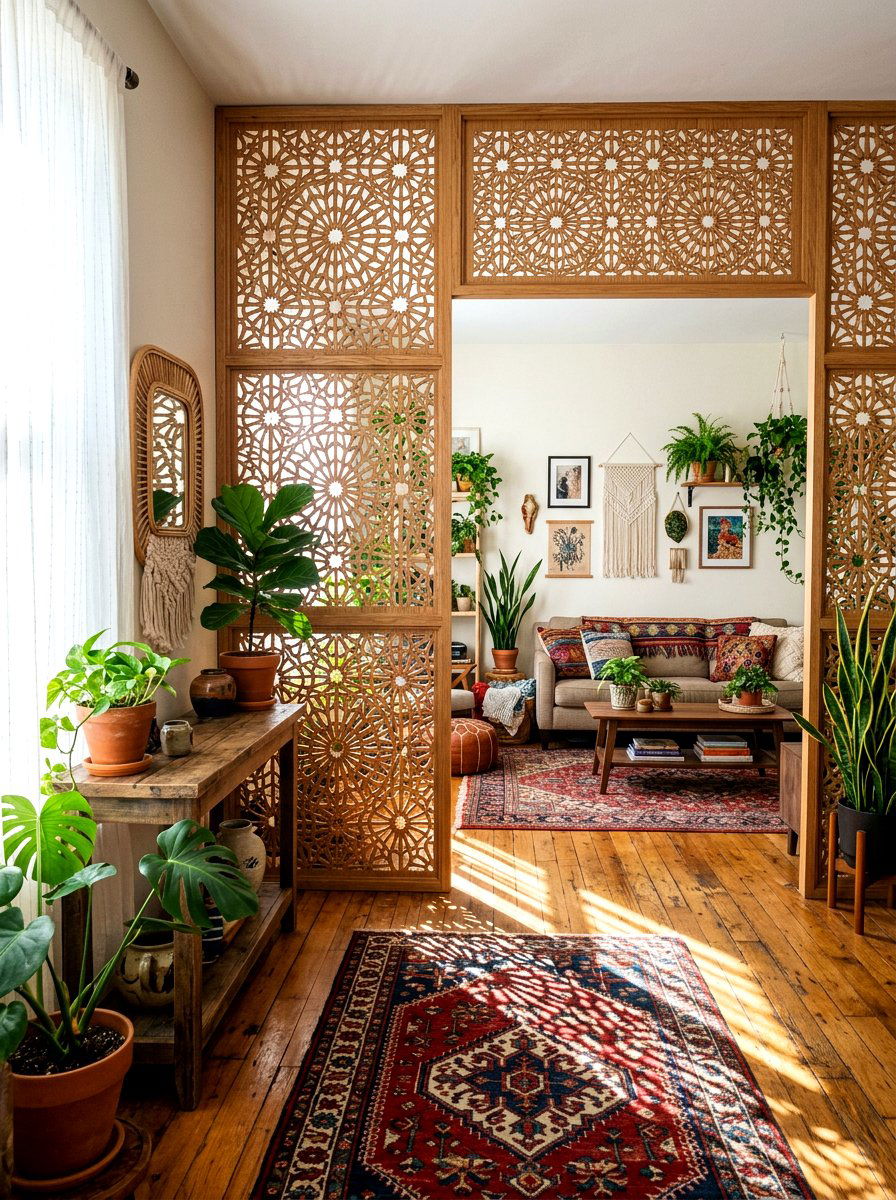 Decorative screen panels - 30 broken floor plan apartment ideas