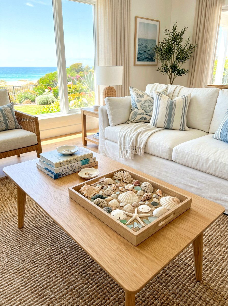 Decorative seashell display - 30 surf shack decor ideas