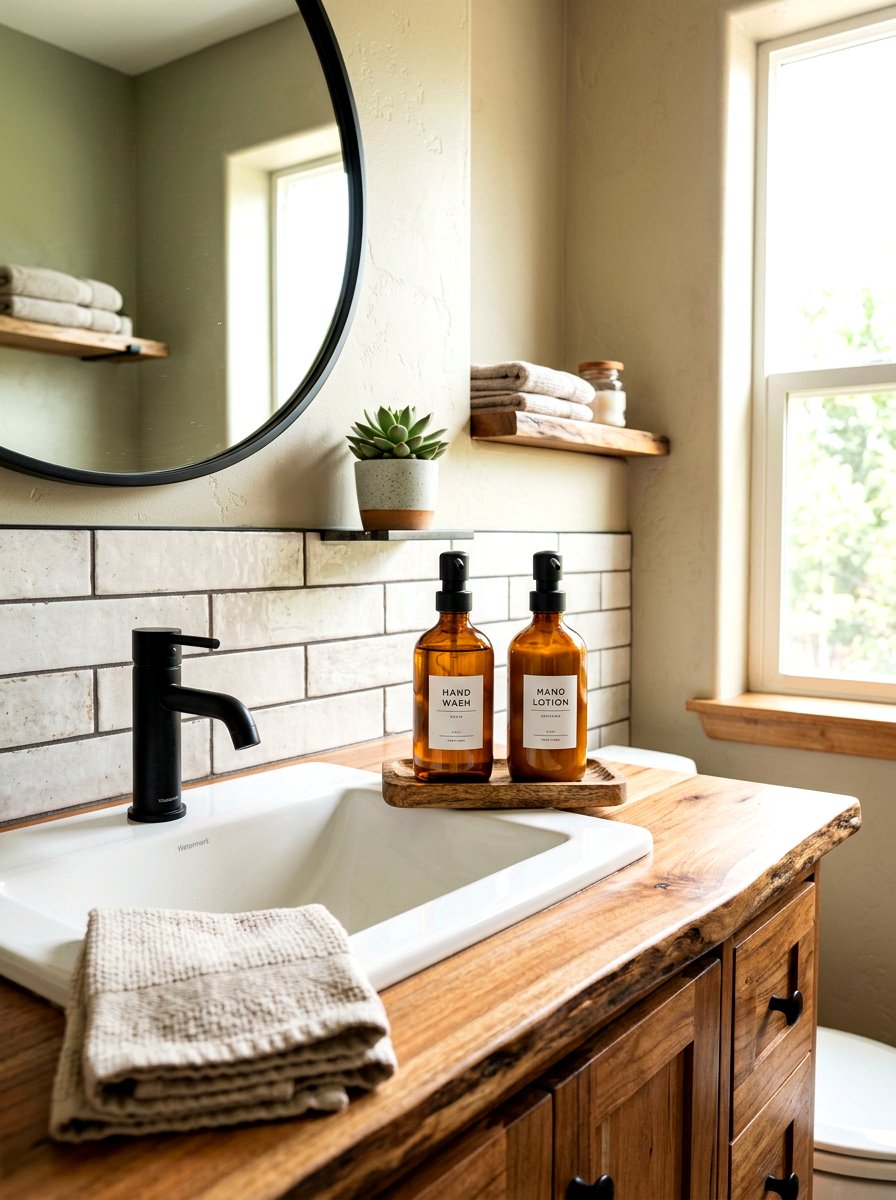 Decorative soap dispenser set - 30 rental bathroom makeover ideas aesthetic