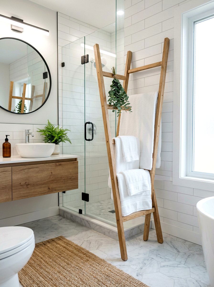 Decorative towel ladder - 30 renter friendly decor ideas