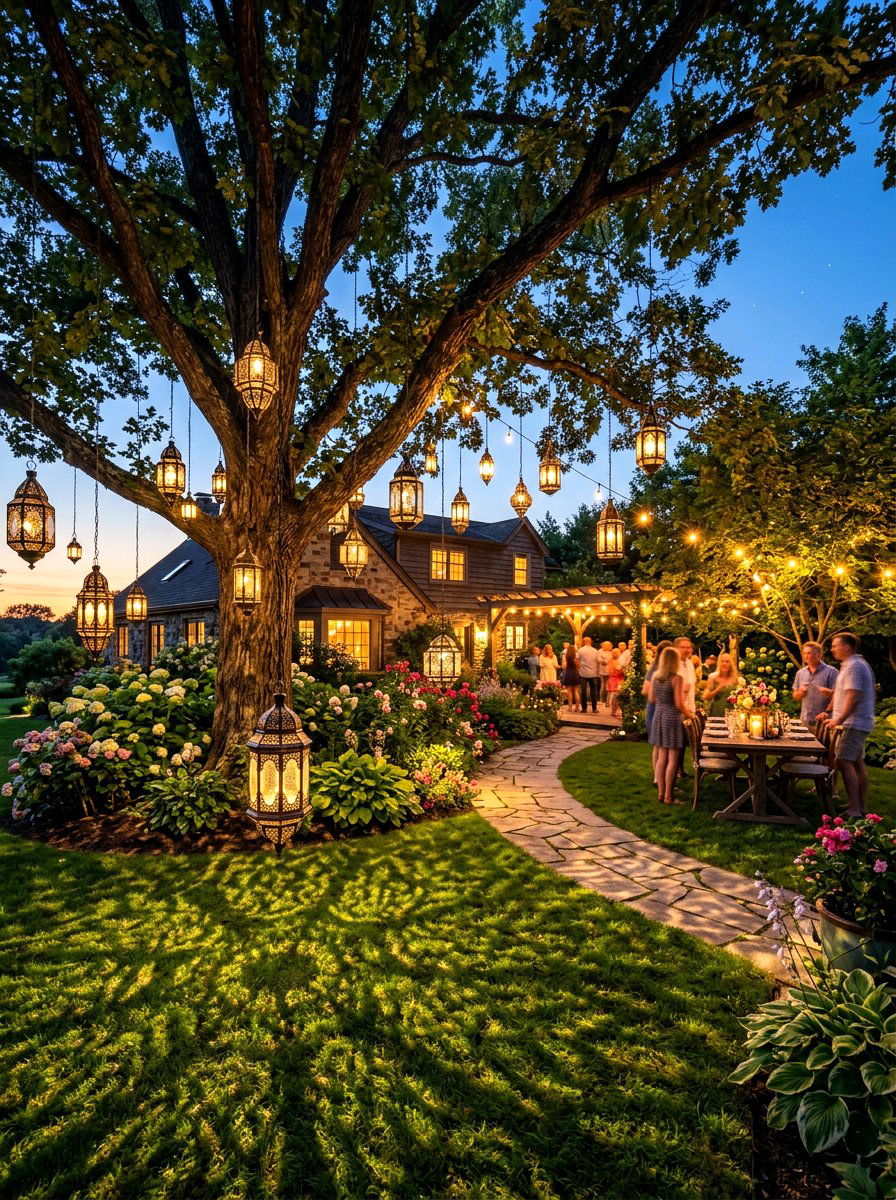 Decorative tree lantern - 30 modern outdoor lighting ideas