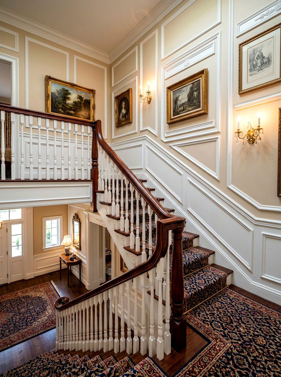 Decorative wall molding - 30 staircase wall ideas