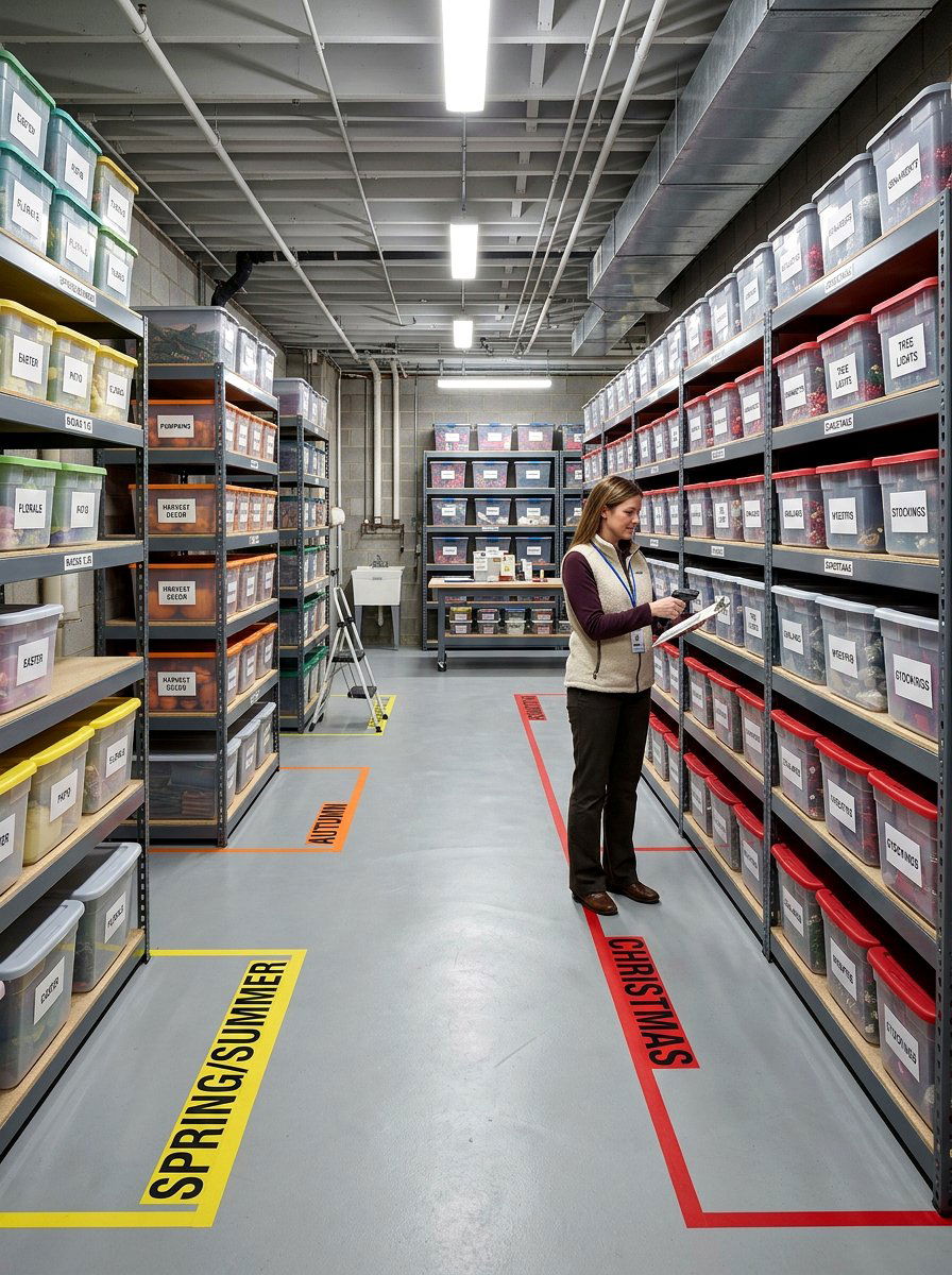 Dedicated Basement Storage Zones - 30 organizing seasonal decor ideas