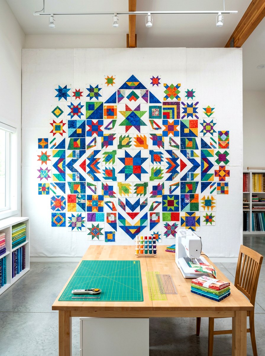 Dedicated Quilt Design Wall - 30 quilting room ideas