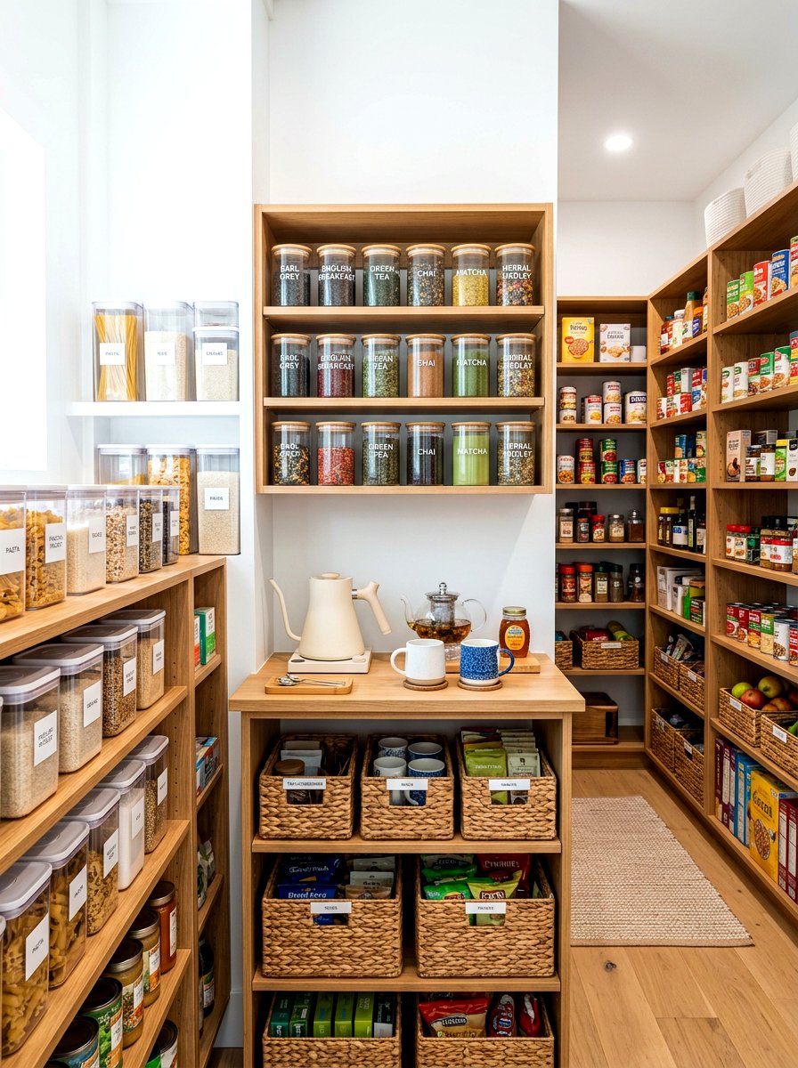 Dedicated pantry tea shelf - 30 matcha station ideas