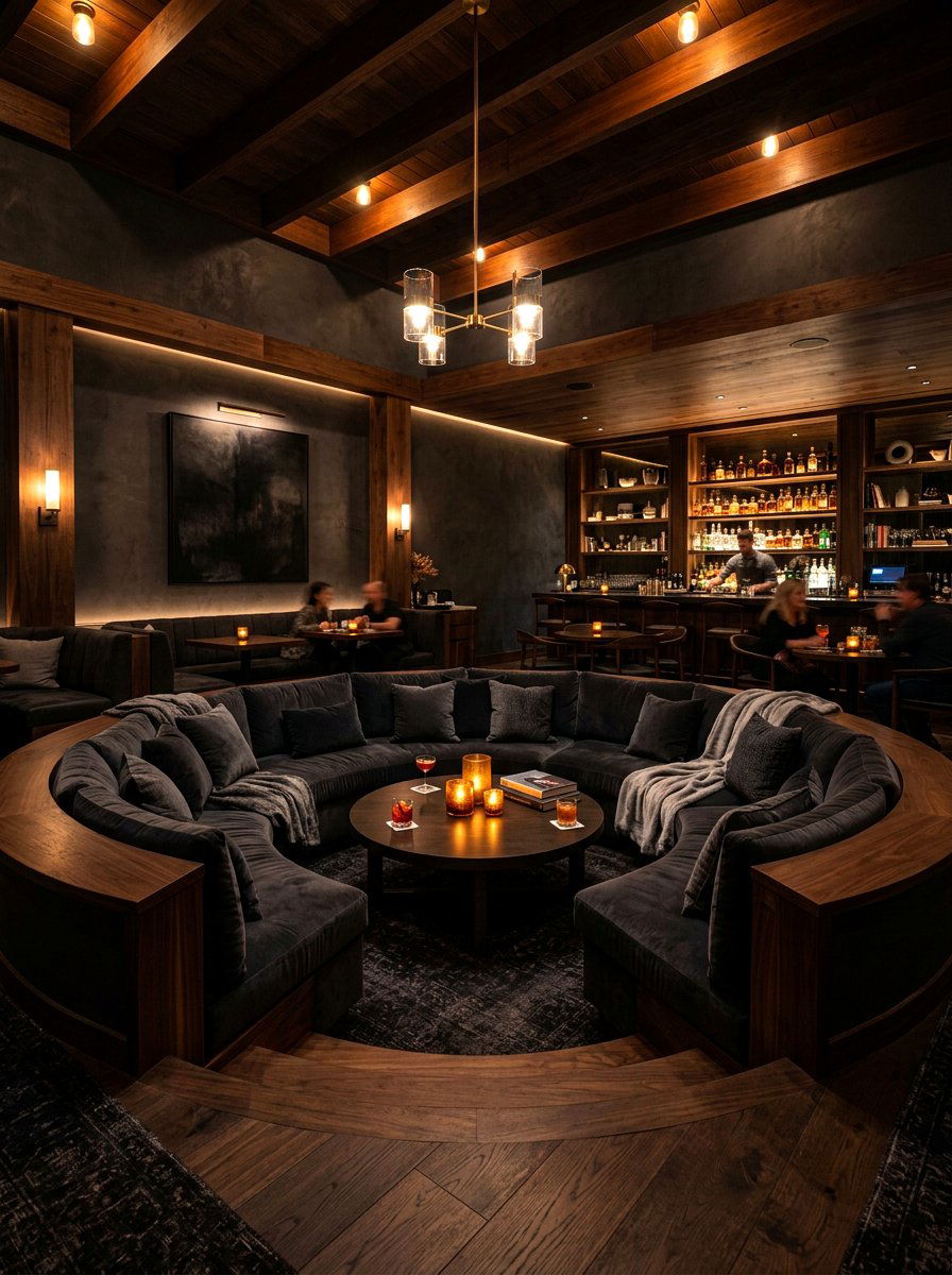Deep Charcoal Pit Couch - 30 pit sofa living room ideas