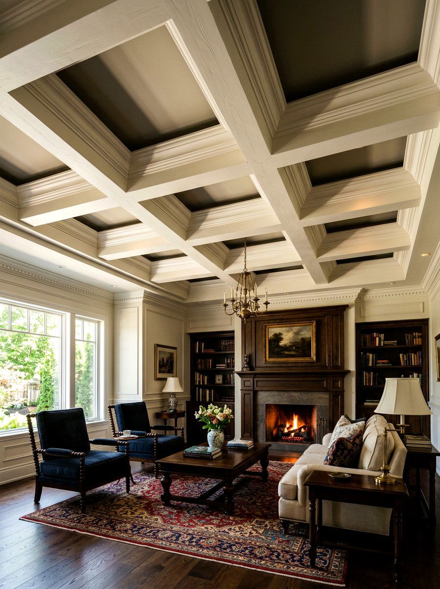 Deep Coffered Ceiling Living Room - 30 coffered ceiling living room ideas