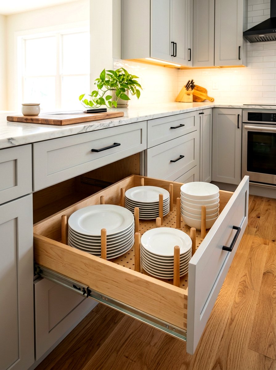 Deep Drawer Peg System - 30 kitchen drawer organization ideas