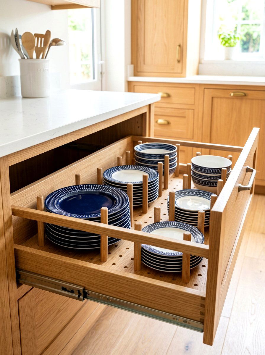 Deep Drawer Plate Rack - 30 organizing kitchen drawers ideas