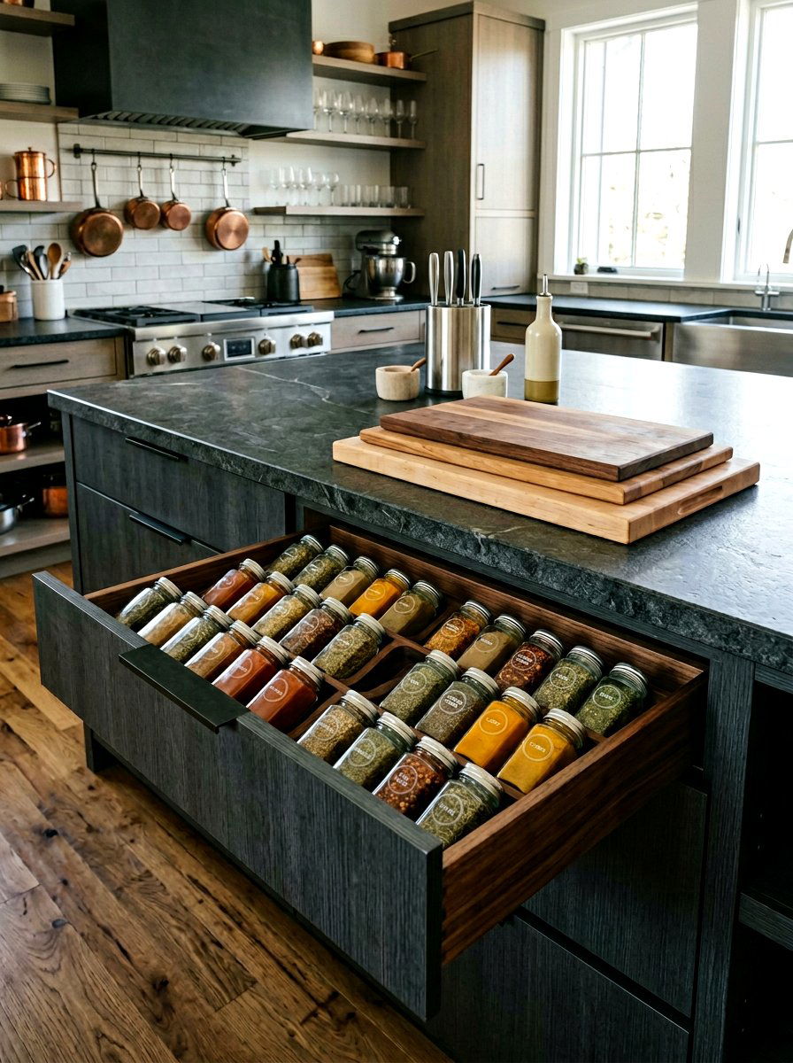 Deep Drawer Spice Storage - 30 spice drawer ideas