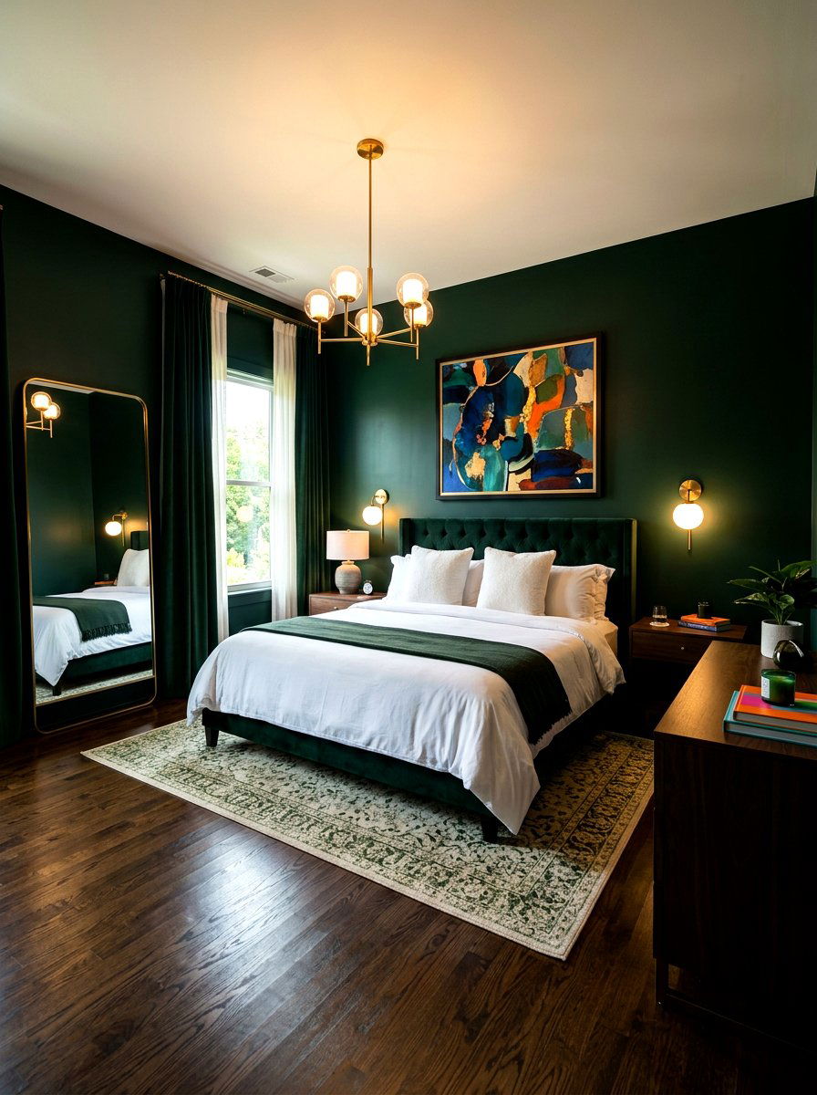 Deep Green Bedroom - 30 green bedroom ideas