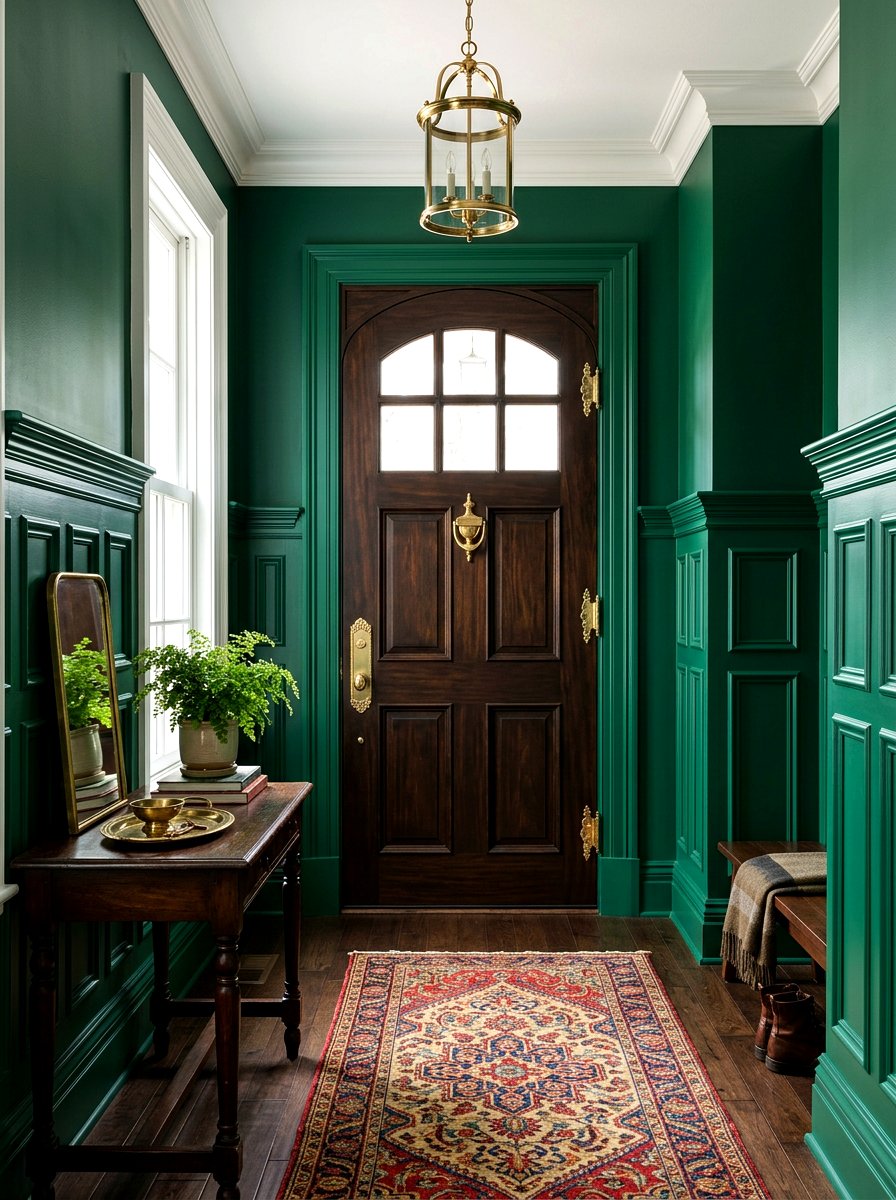 Deep Green Entryway Trim - 30 trim drenched foyer ideas