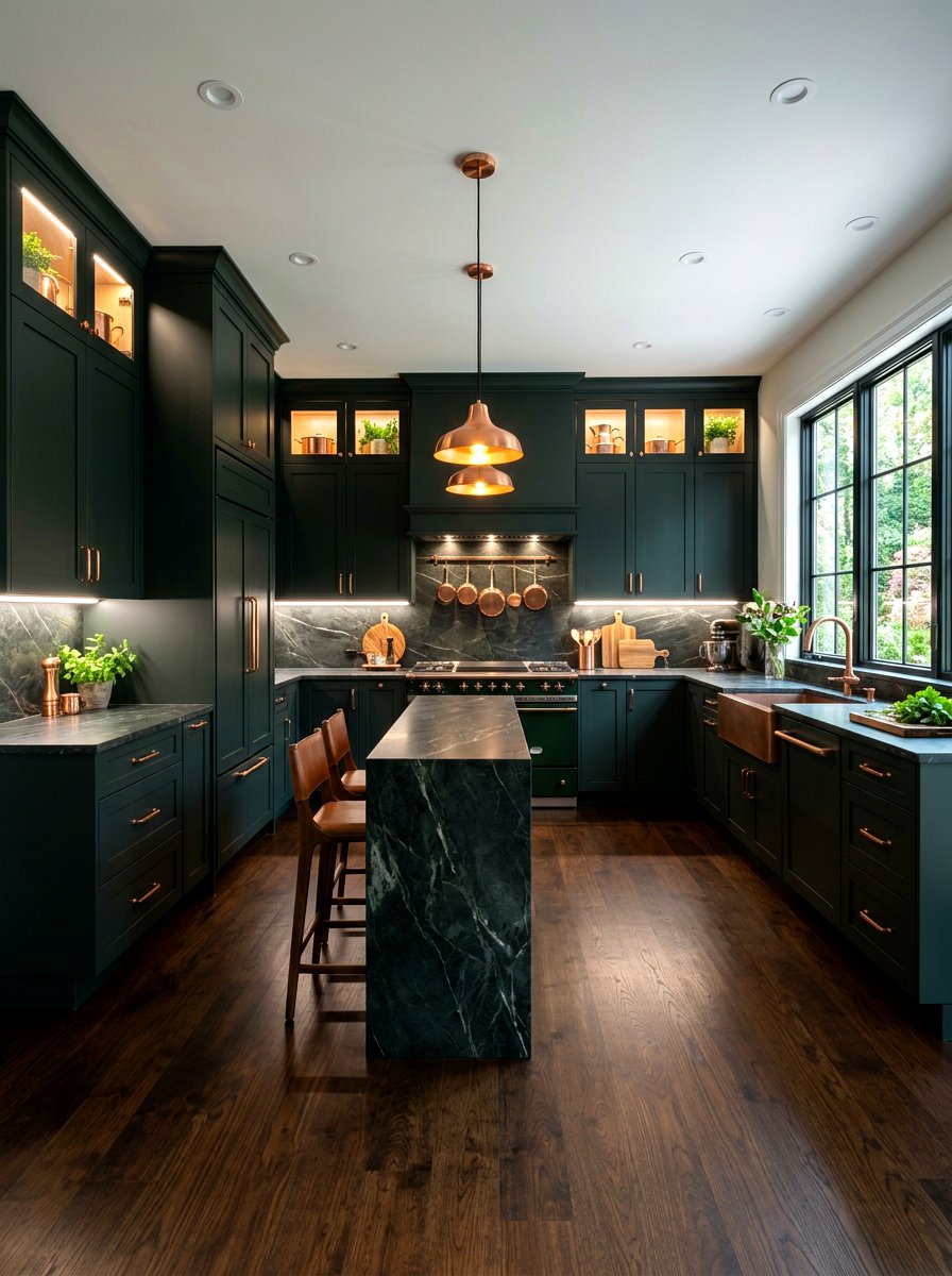 Deep Green Kitchen - 30 green kitchen ideas