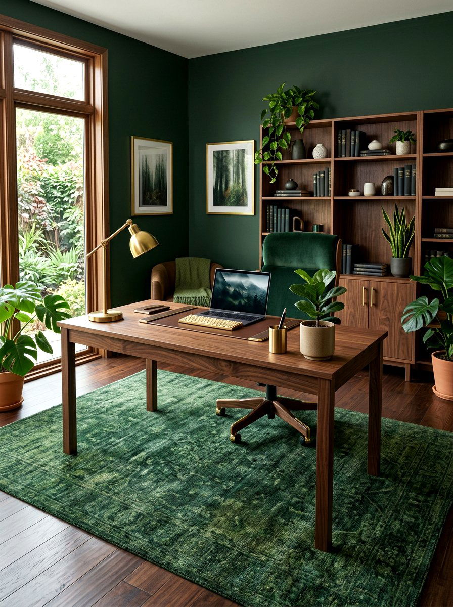 Deep Green Office Rug - 30 office rug ideas