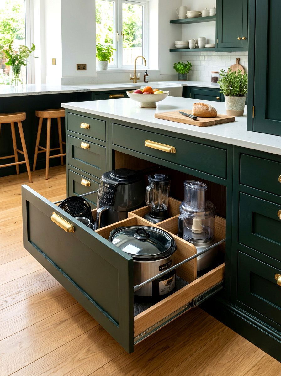 Deep Kitchen Drawer Storage - 30 cabinet appliance storage ideas