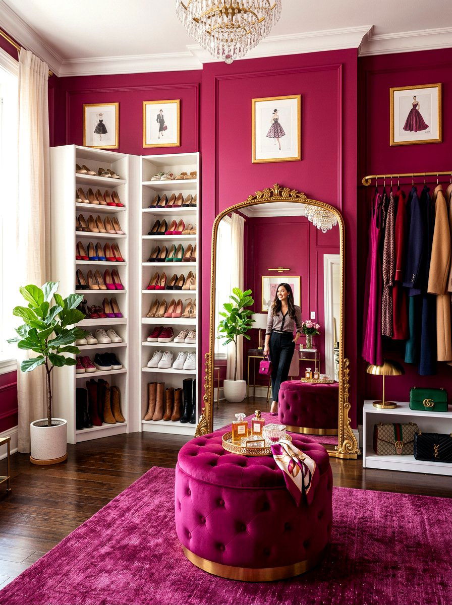 Deep Magenta Dressing Room - 30 saturated color room ideas