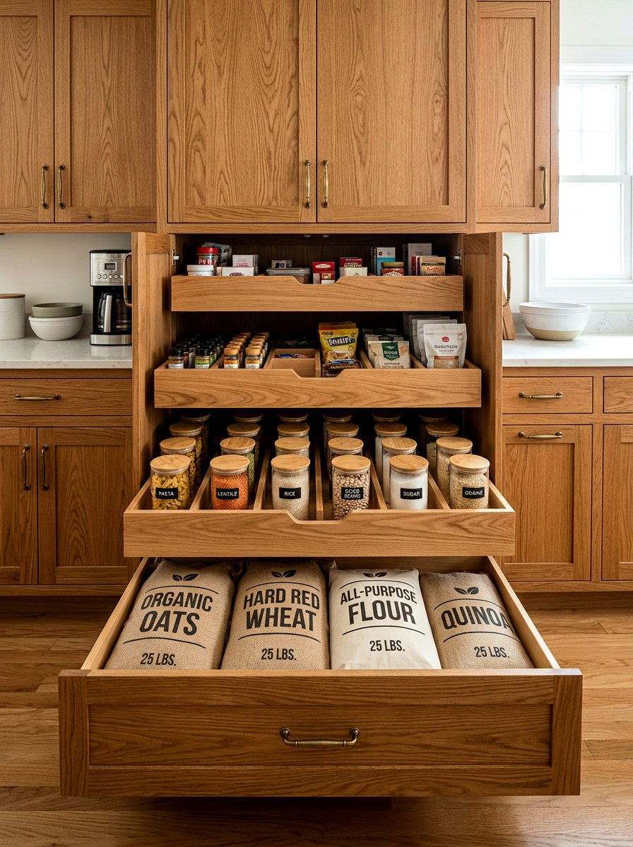 Deep Pantry Drawers - 30 organizing a tiny pantry ideas