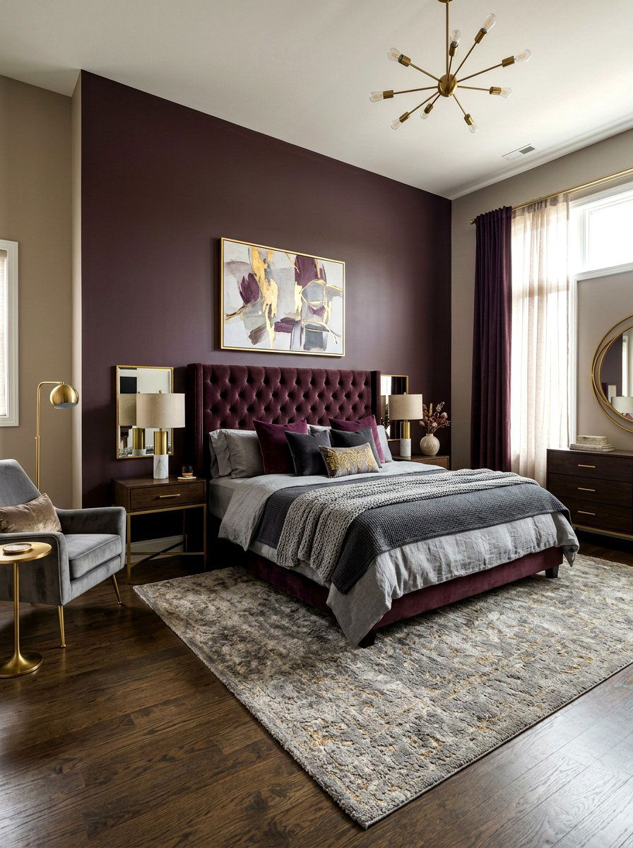Deep Plum Accent - 30 dark moody wall ideas