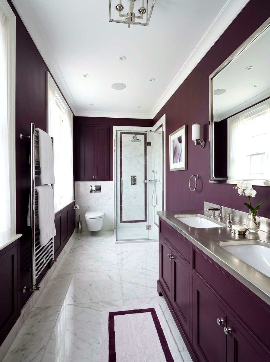 Deep Plum And Silver Bathroom - 30 bathroom color scheme ideas
