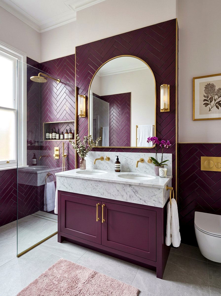 Deep Plum Bathroom - 30 moody bathroom ideas