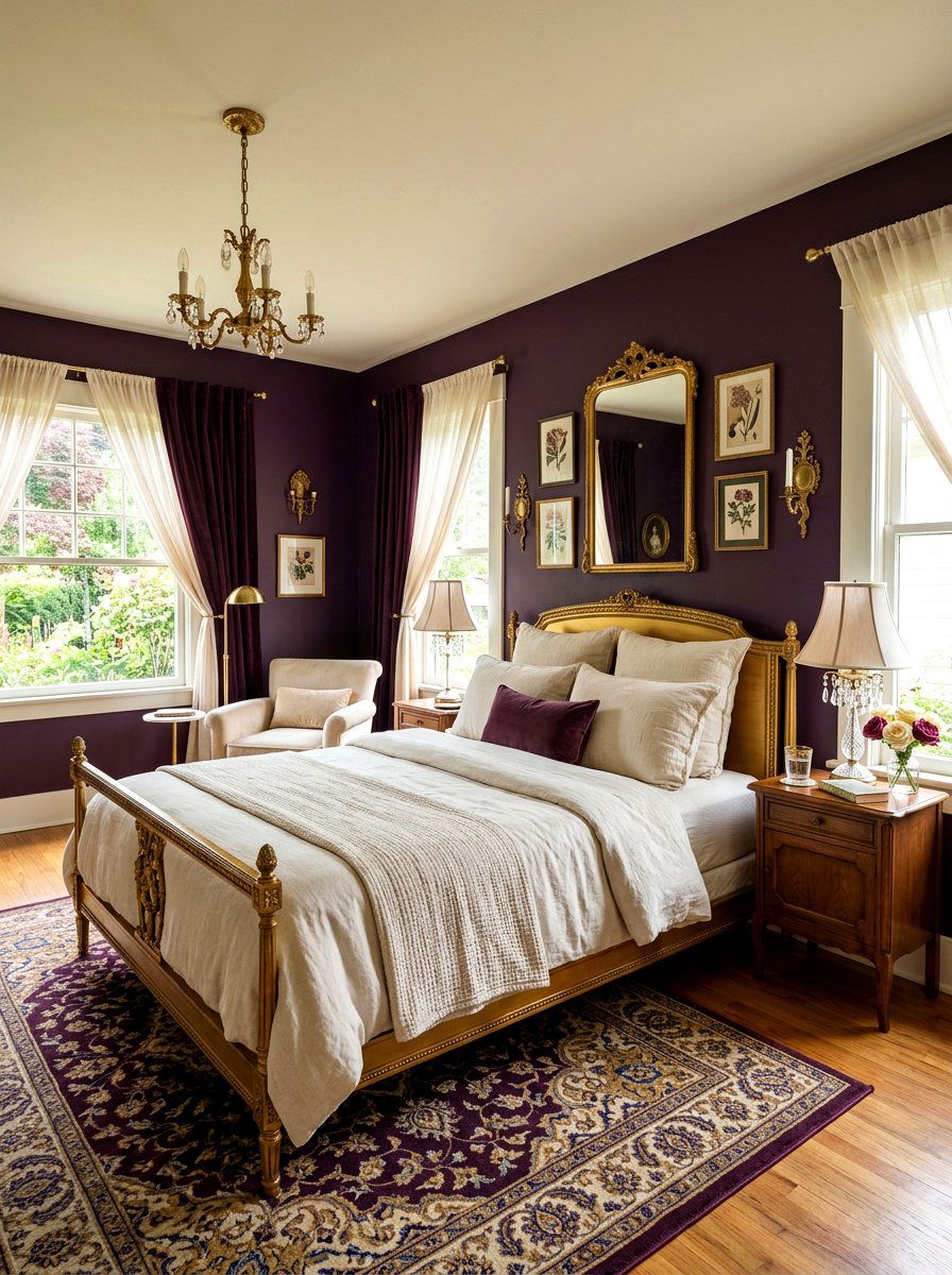 Deep Plum Bedroom - 30 moody bedroom ideas