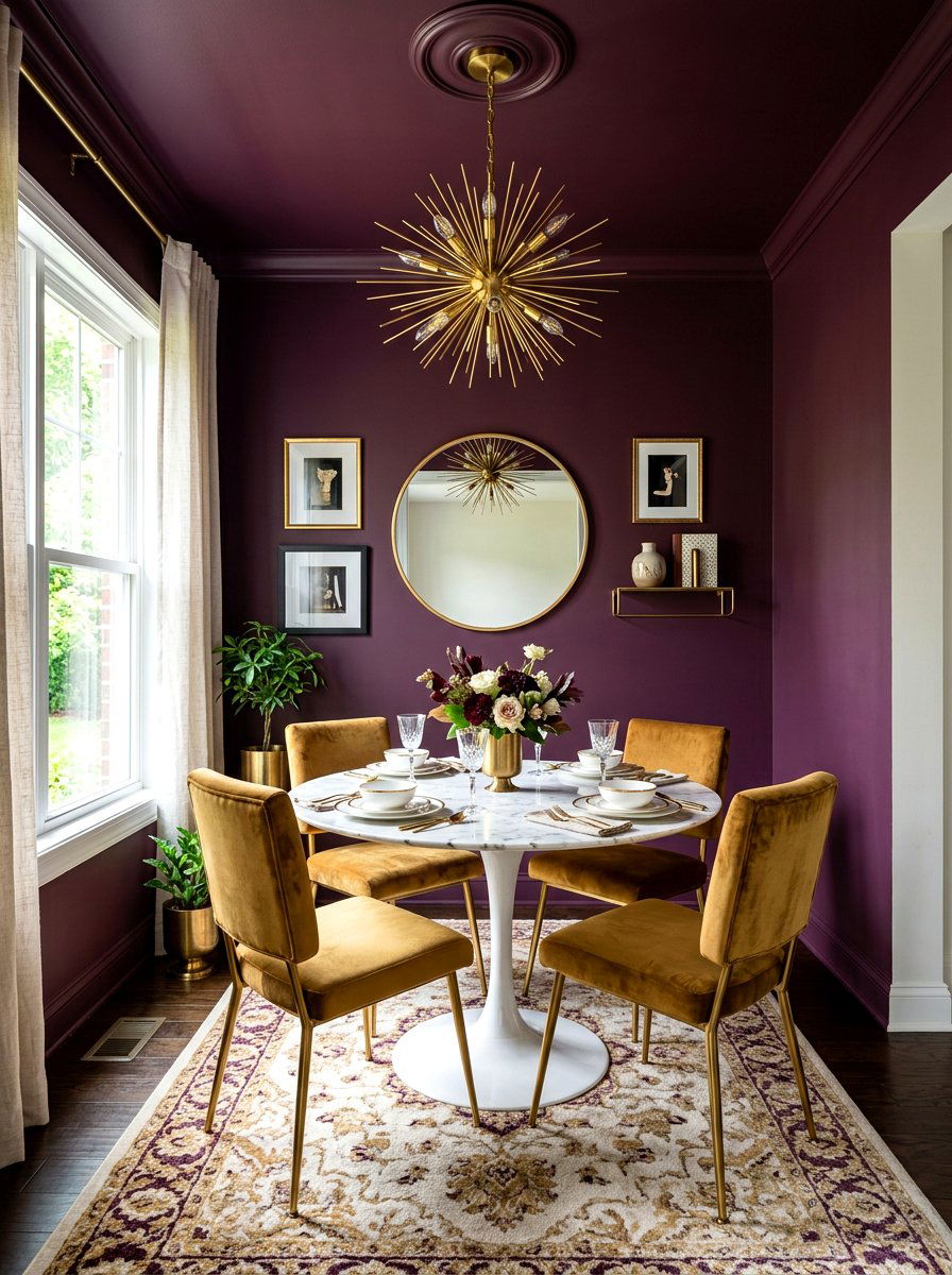Deep Plum Dining Nook - 30 tiny room big color ideas