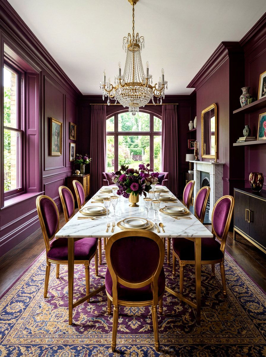 Deep Plum Dining Room - 30 fall color drench ideas