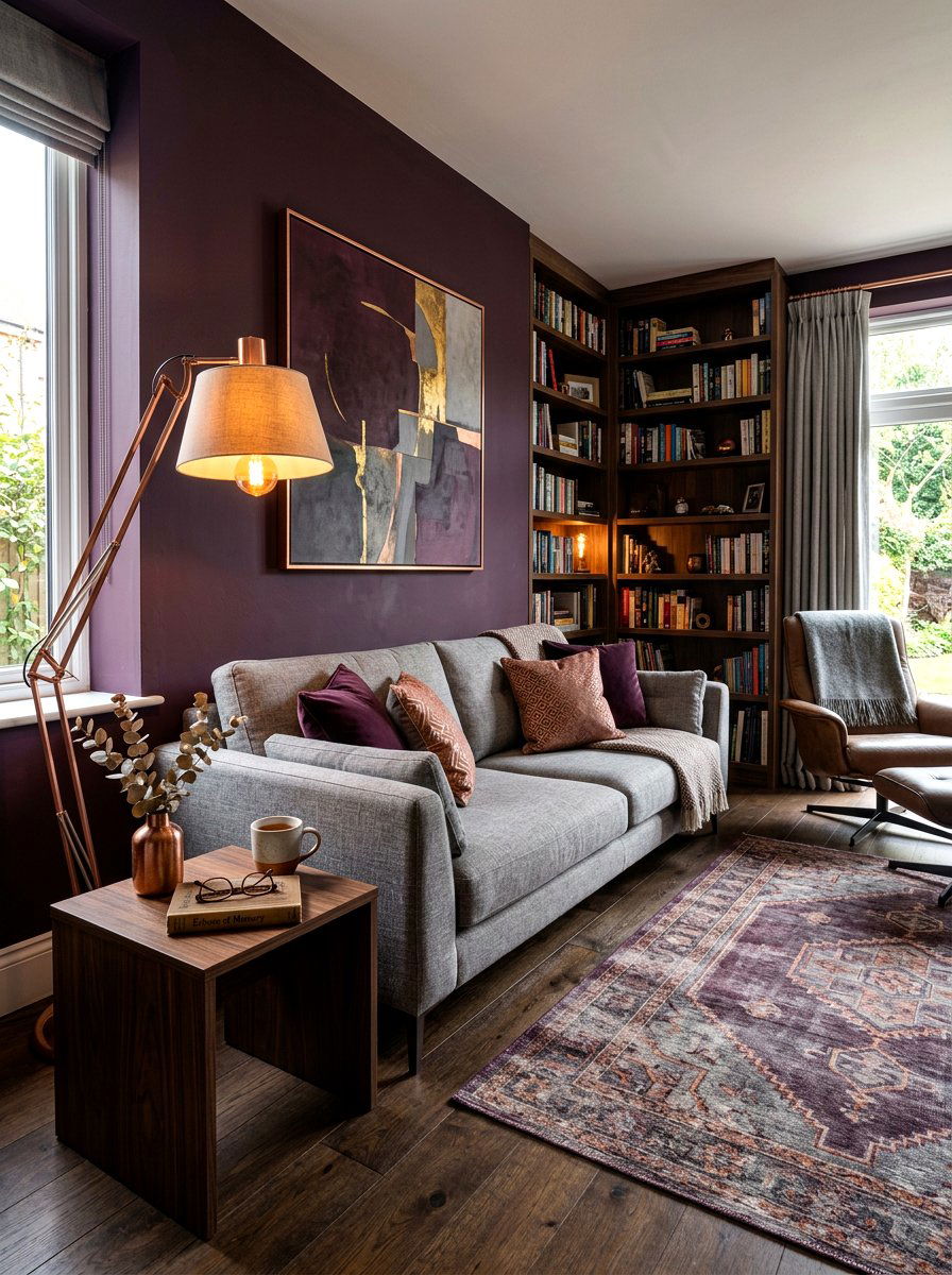 Deep Plum Reading Room - 30 moody reading room ideas