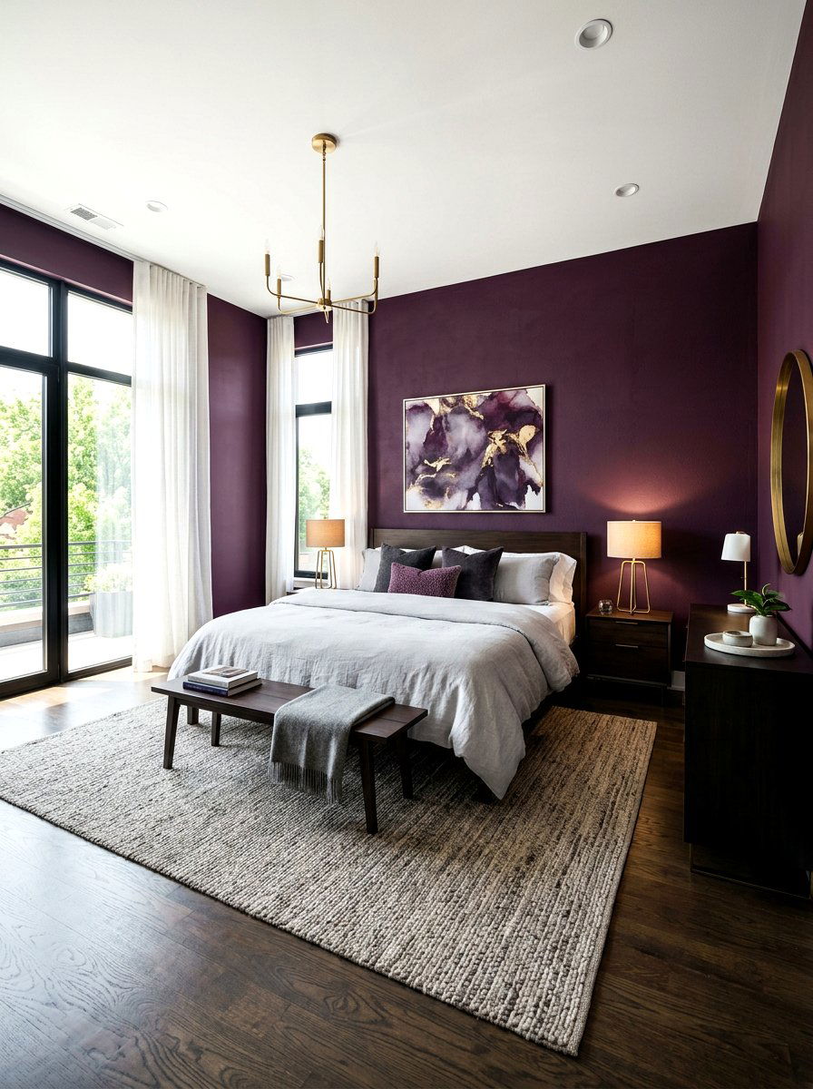 Deep Plum Walls - 30 plum bedroom ideas
