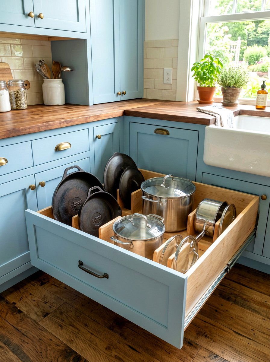 Deep Pot And Pan Organizer - 30 kitchen drawer divider ideas