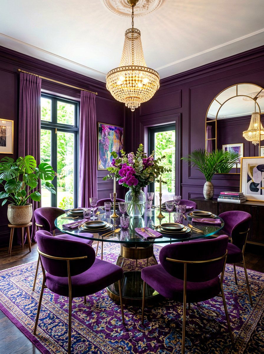 Deep Purple Dining Room - 30 saturated dining room ideas