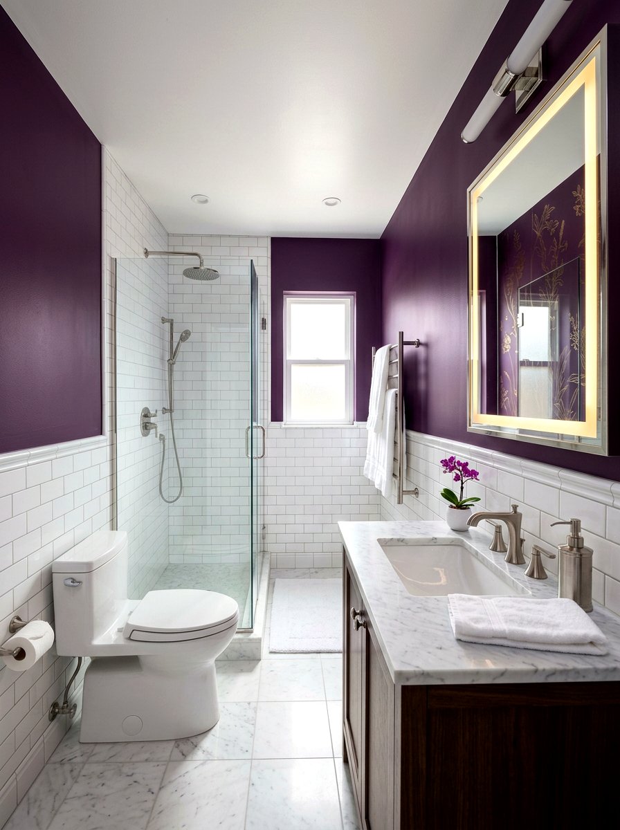 Deep Purple Small Bathroom - 30 small room big color ideas