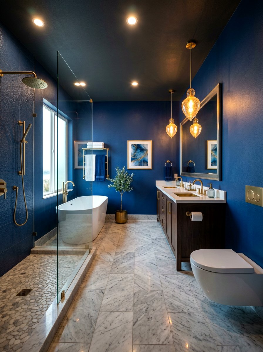 Deep Sea Blue Bathroom - 30 blue bathroom ideas