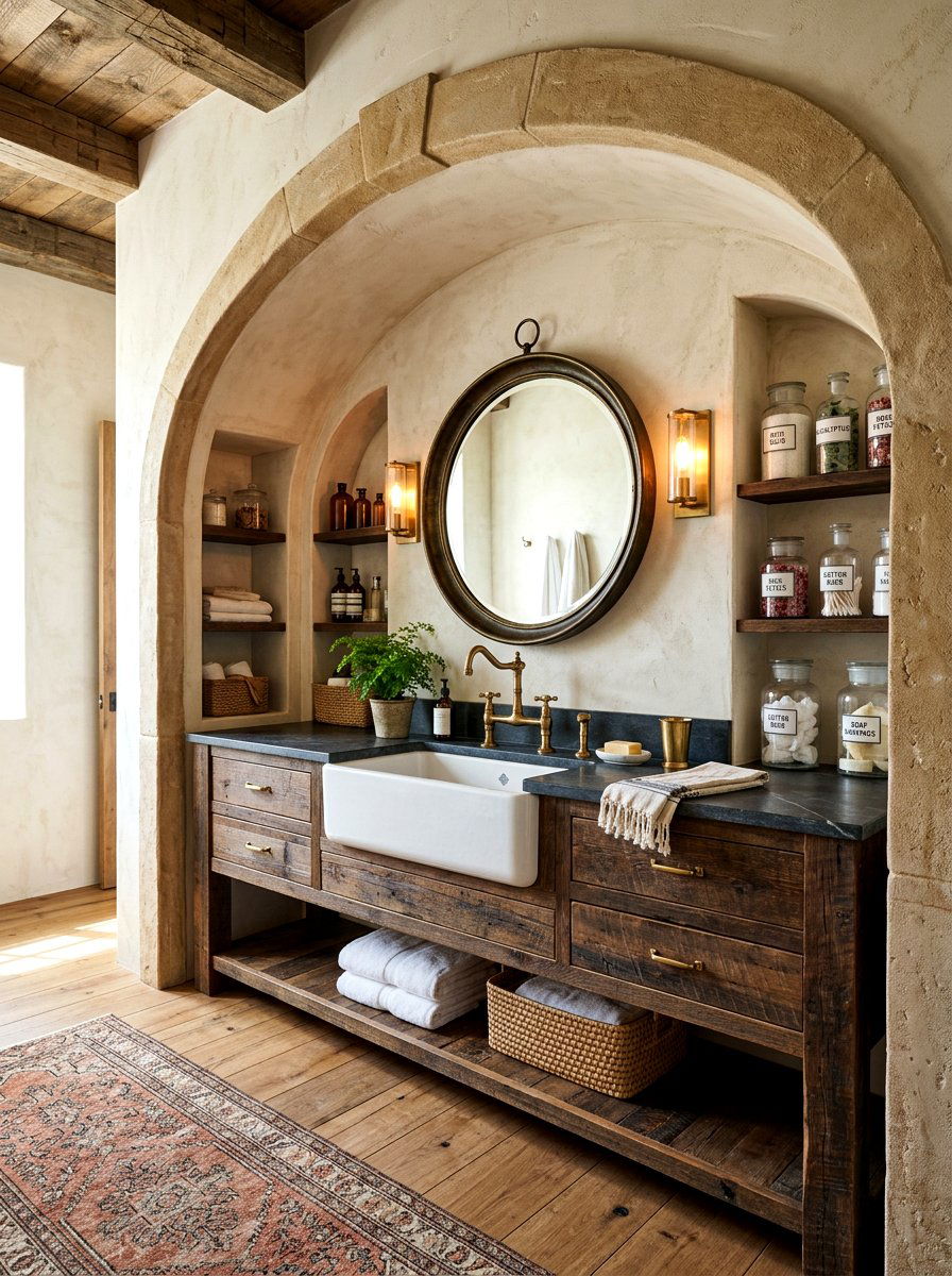 Deep Set Arched Vanity - 30 arched vanity niche ideas