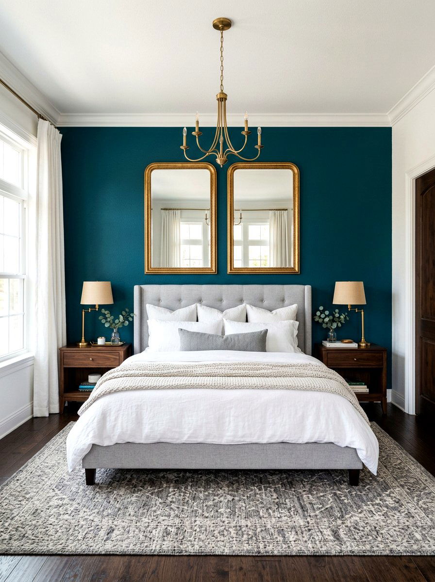 Deep Teal Accent Wall - 30 editorial apartment decor ideas