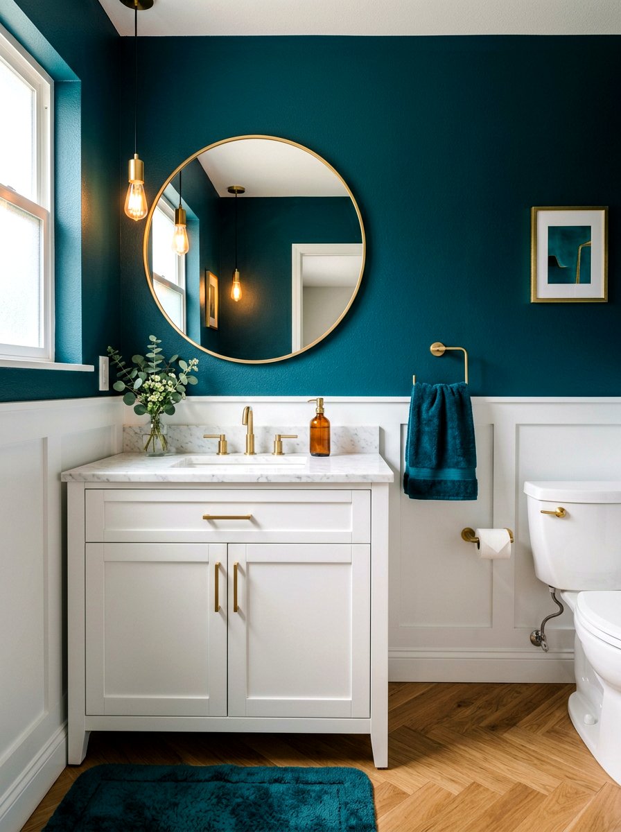 Deep Teal Textiles - 30 deep teal powder room ideas