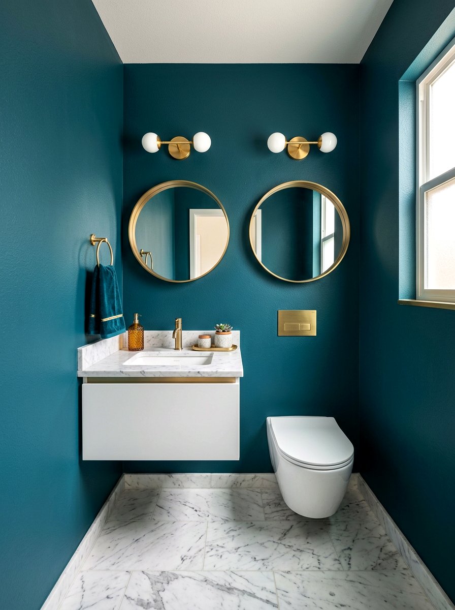 Deep Teal Wall Paint - 30 deep teal powder room ideas