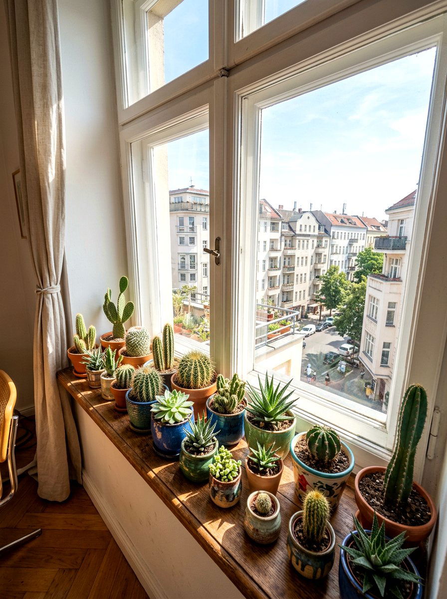 Deep Window Sill - 30 apartment plant shelf ideas