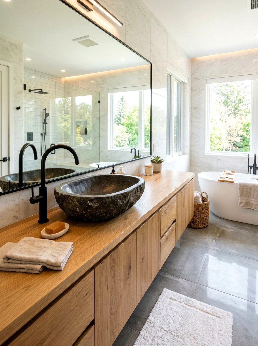 Deep basin stone sink - 30 stone vessel sink ideas