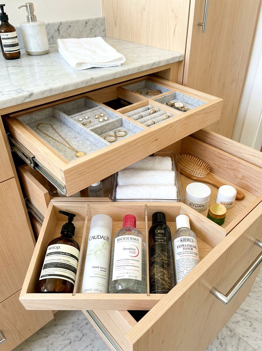 Deep bathroom drawer organization - 30 organizing bathroom cabinets ideas