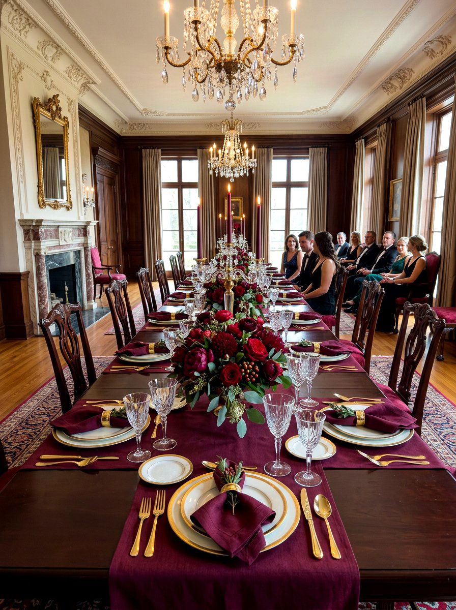 Deep burgundy accents - 30 fall dinner party home ideas