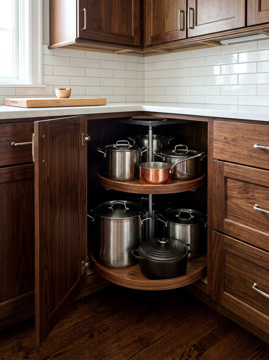 Deep corner cabinet lazy Susan - 30 lazy Susan pantry ideas
