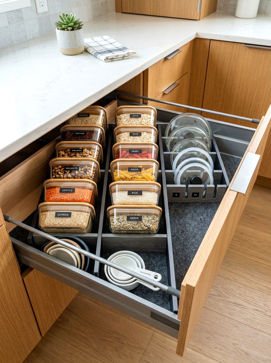 Deep drawer divider system - 30 food container organization ideas